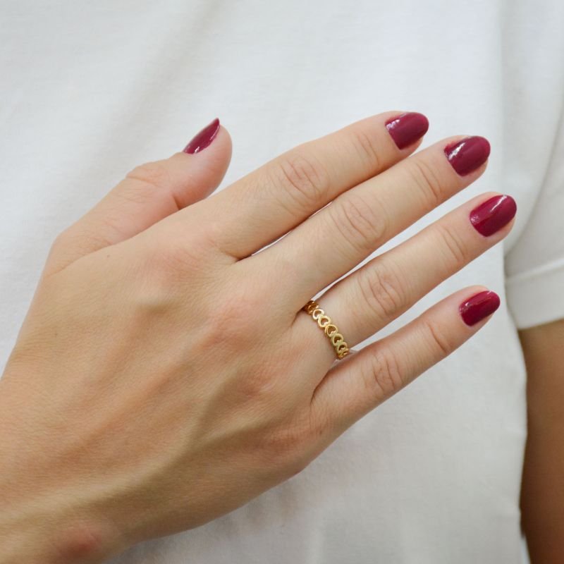 Anel Mini Corações Vazado