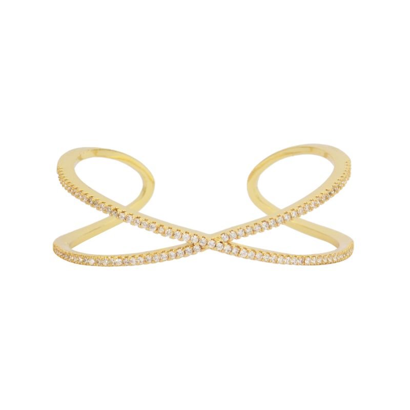 Bracelete Ajustável em X Cravejado