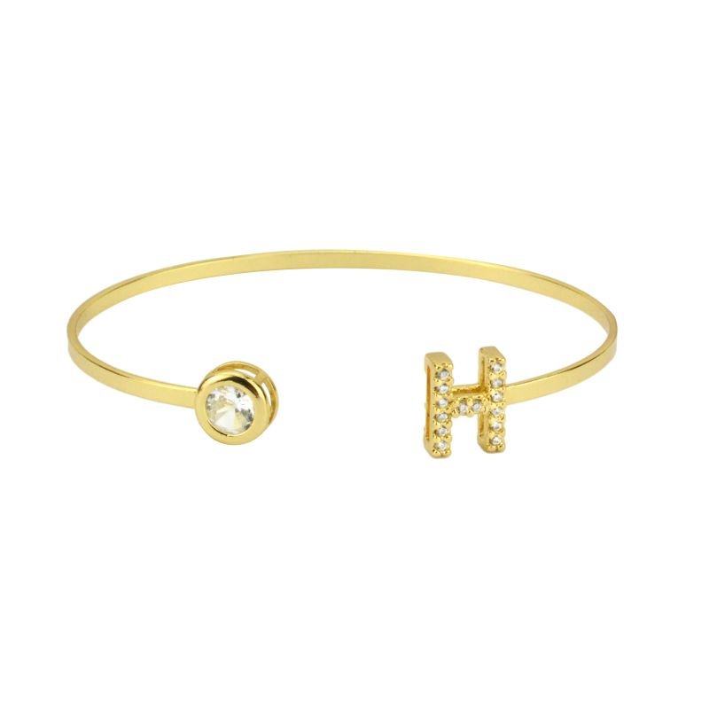 Bracelete Ajustável Letra Cravejada Com Ponto de Luz