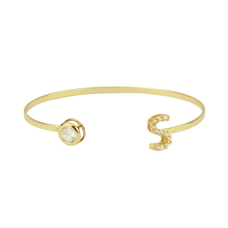 Bracelete Ajustável Letra Cravejada Com Ponto de Luz