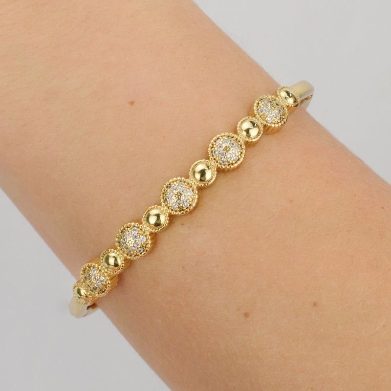 Bracelete com Esferas Lisas e Cravejadas