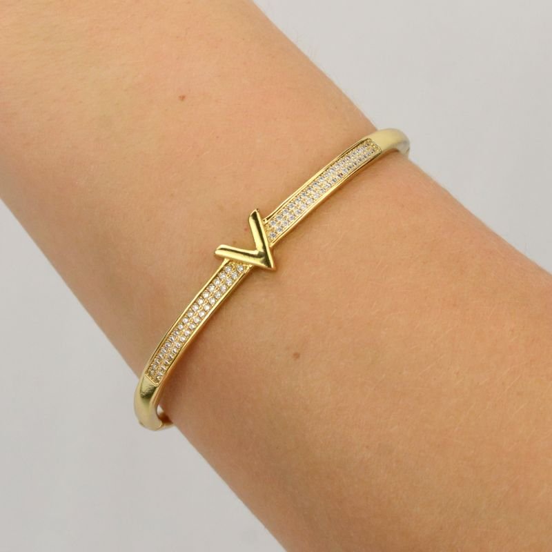 Bracelete Inspiração Vivara com 2 Carreiras de Zircônia