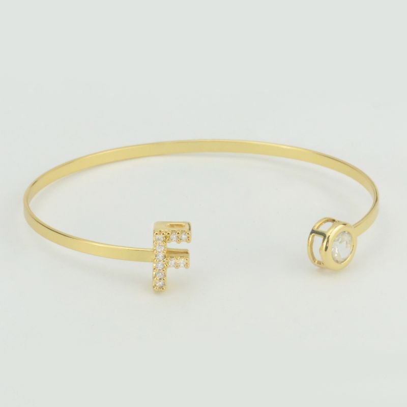 Bracelete Ajustável Letra Cravejada Com Ponto de Luz