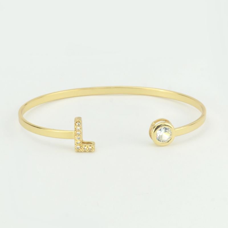 Bracelete Ajustável Letra Cravejada Com Ponto de Luz