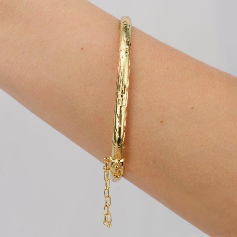 Bracelete Tubo Diamantado com Corrente de Segurança