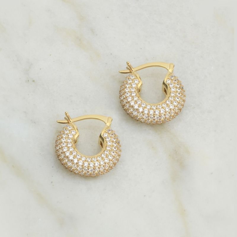 Brincos Argolas Pequenas Cravejadas com Zircônias