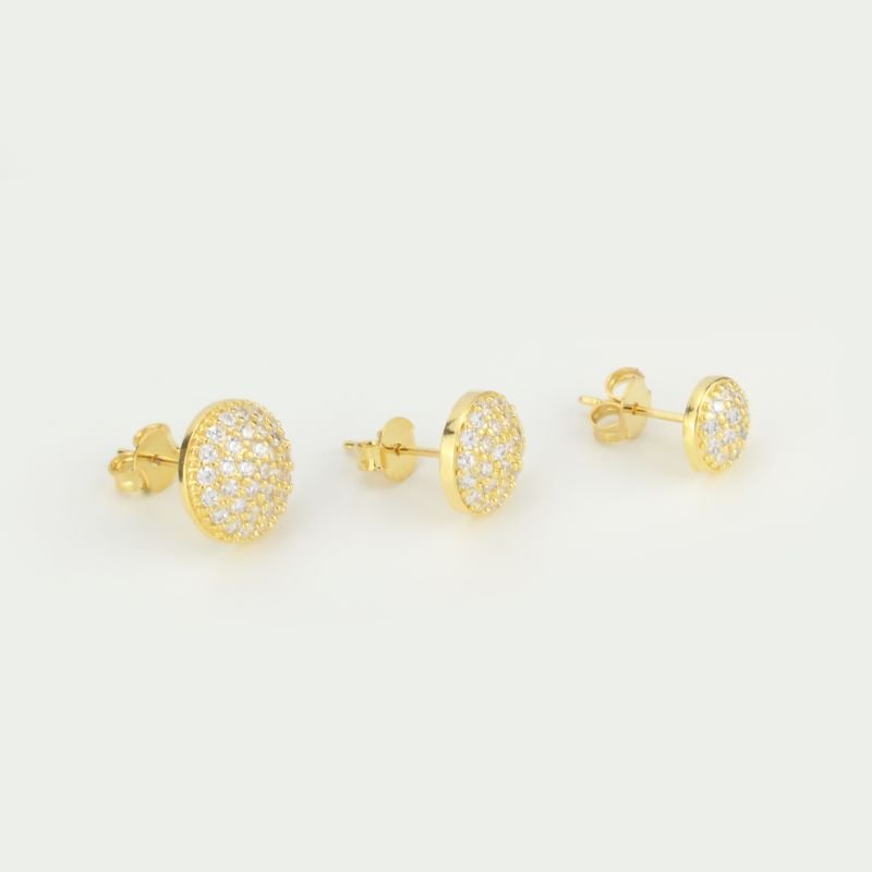 Brincos Trio Redondo Cravejados com Zircônias
