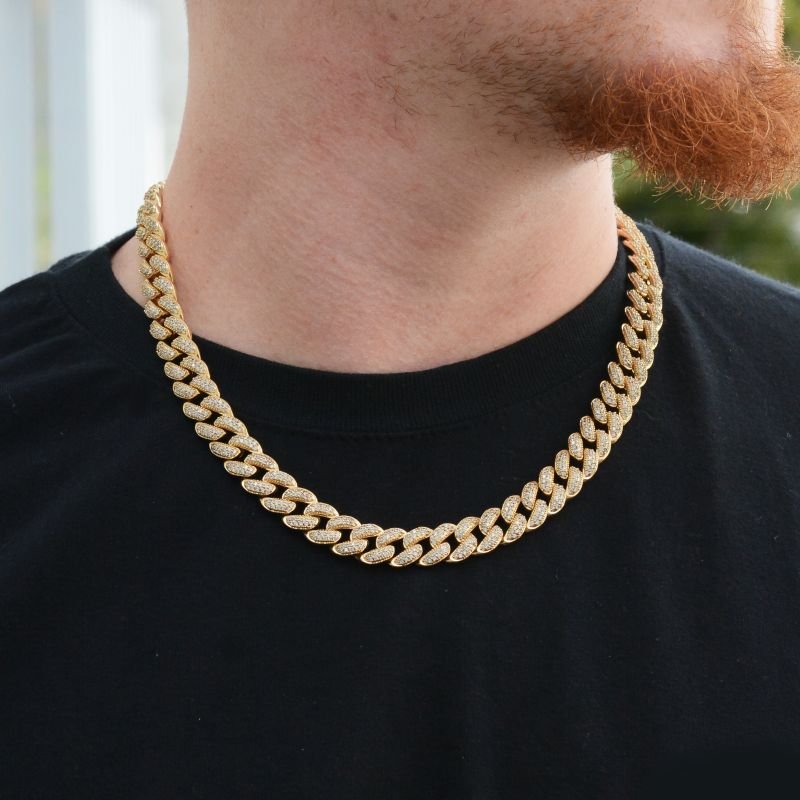 Colar Grumet Ice 12mm Elos Cravejados 50cm