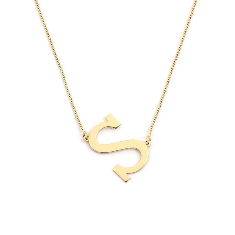 Colar Veneziana com Pingente Letra Lisa