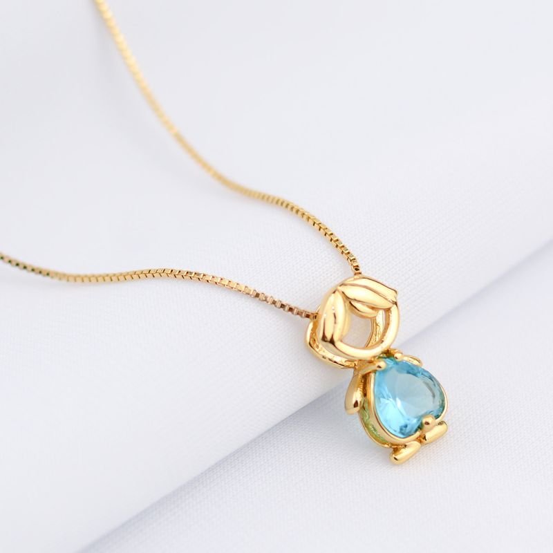 Colar Veneziana com pingente Menino Pedra Azul