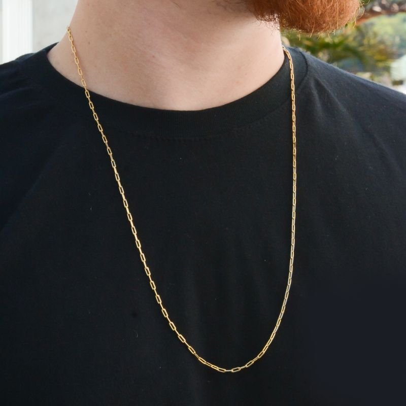 Corrente Cadeado Alongado 2mm Fecho Canhão