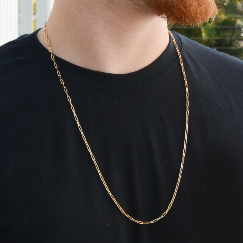 Corrente Cadeado Alongado 3mm com Fecho Canhão