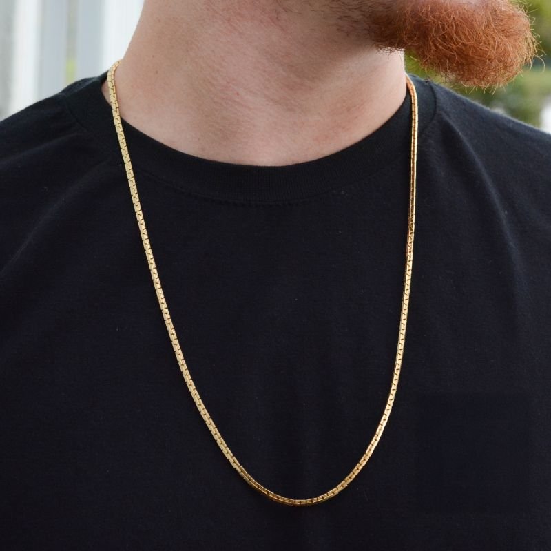 Corrente Cadeado Quadrado 3mm com Fecho Gaveta Trava Dupla