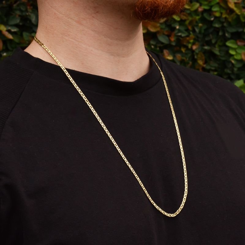 Corrente Piastrine Flat 3mm com Fecho Gaveta Trava Única