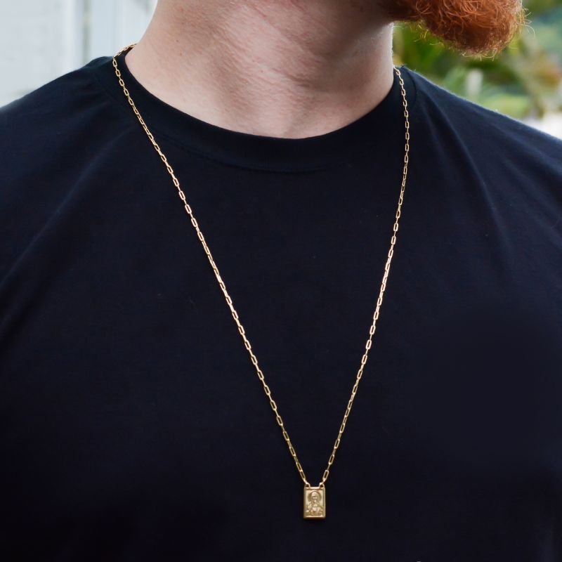 Escapulário Cadeado Alongado Jesus Cristo e O Senhor Te Abençoe