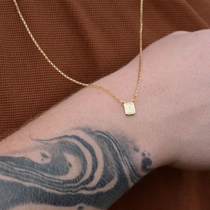 Escapulário Mini Tijolinho Jesus Cristo e Nossa Senhora