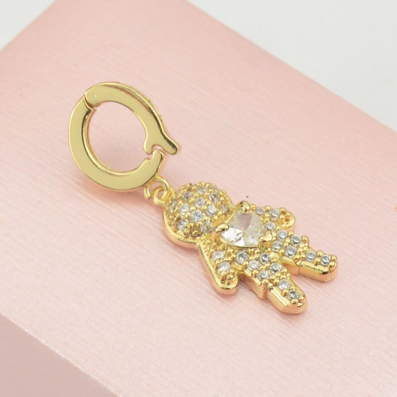 Pingente Menino com Zircônias Cristais com Contra Argola Modelo Click