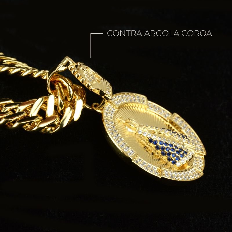 Pingente Nossa Senhora Redondo Cravejado com Zircônias