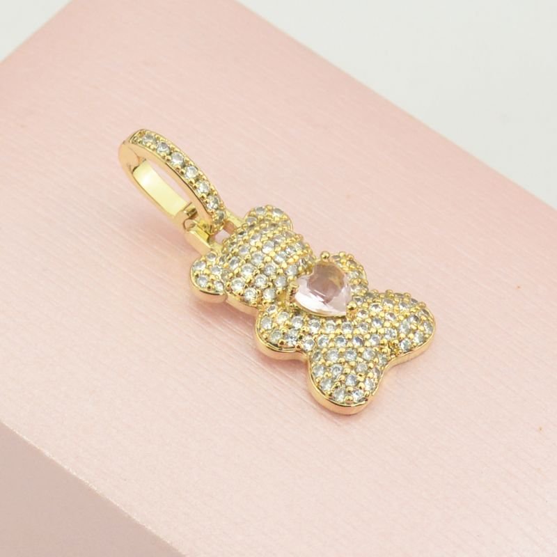 Pingente Urso Médio com Zircônia Rosa