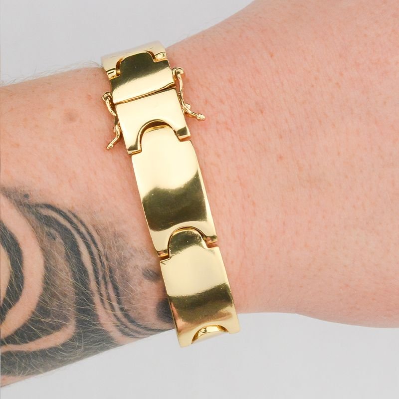 Pulseira Bracelete Liso 14mm Fecho Gaveta Duplo