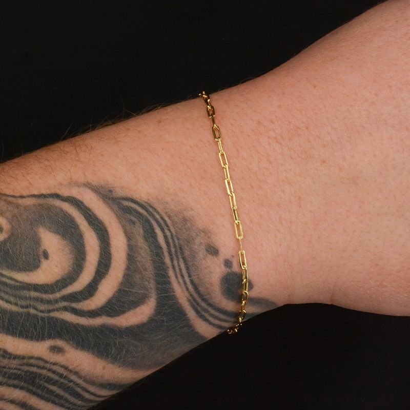 Pulseira Cadeado Alongado 2mm com Fecho Canhão