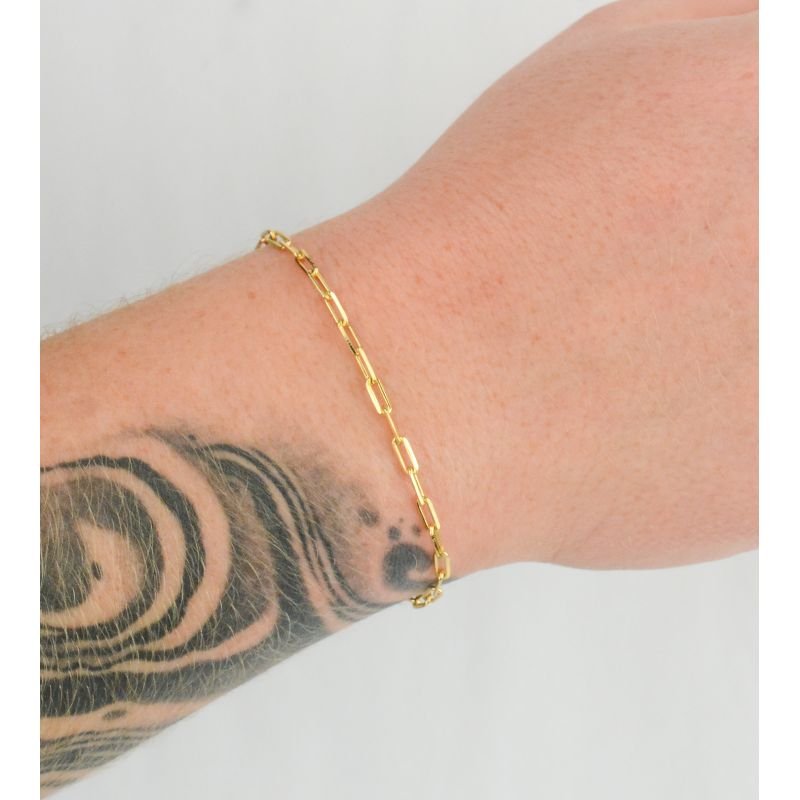 Pulseira Cadeado Alongado 3mm Fecho Canhão