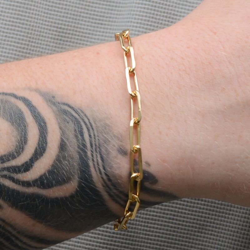 Pulseira Cadeado Alongado 5mm com Fecho Canhão