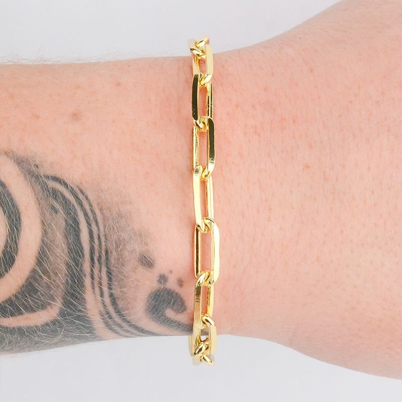 Pulseira Cadeado Alongado 6mm com Fecho Canhão