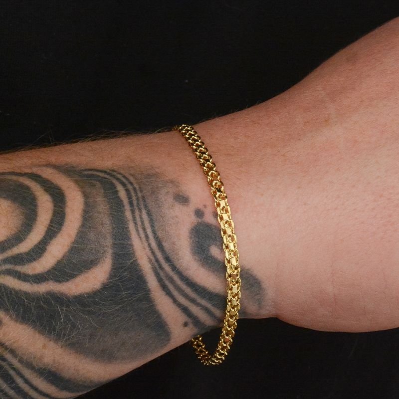 Pulseira Cadeado Duplo 4mm Fecho Gaveta Dupla