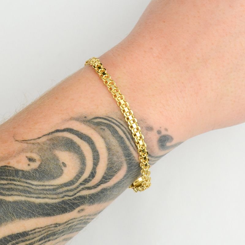 Pulseira Cadeado Duplo 5mm Fecho Gaveta Duplo