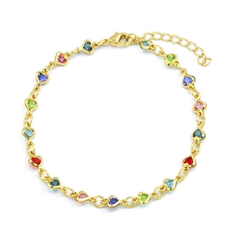 Pulseira com Corações Coloridos