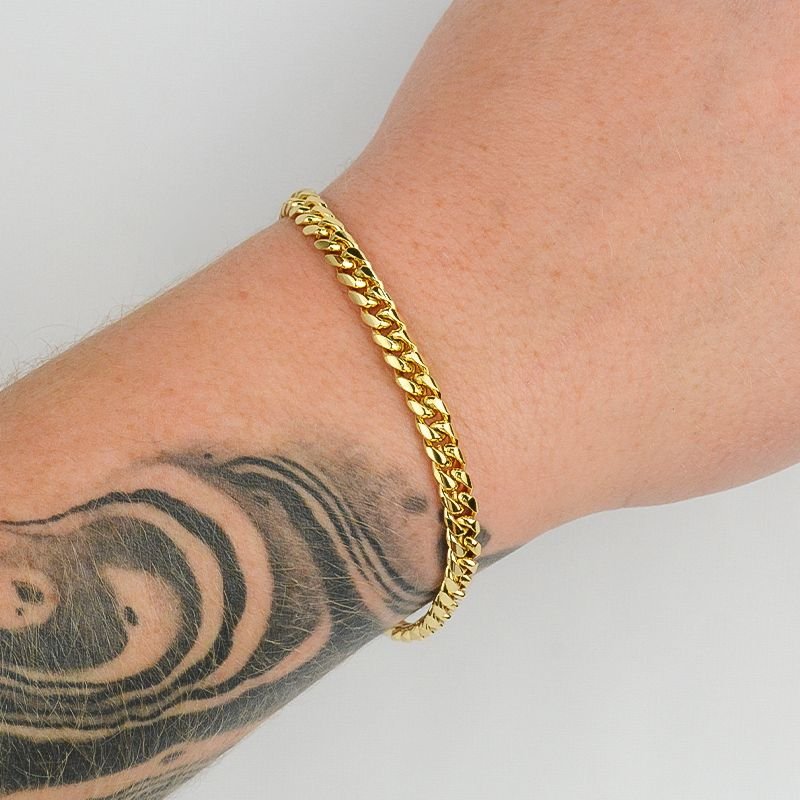 Pulseira Cubana 6mm Fecho Gaveta Trava Dupla