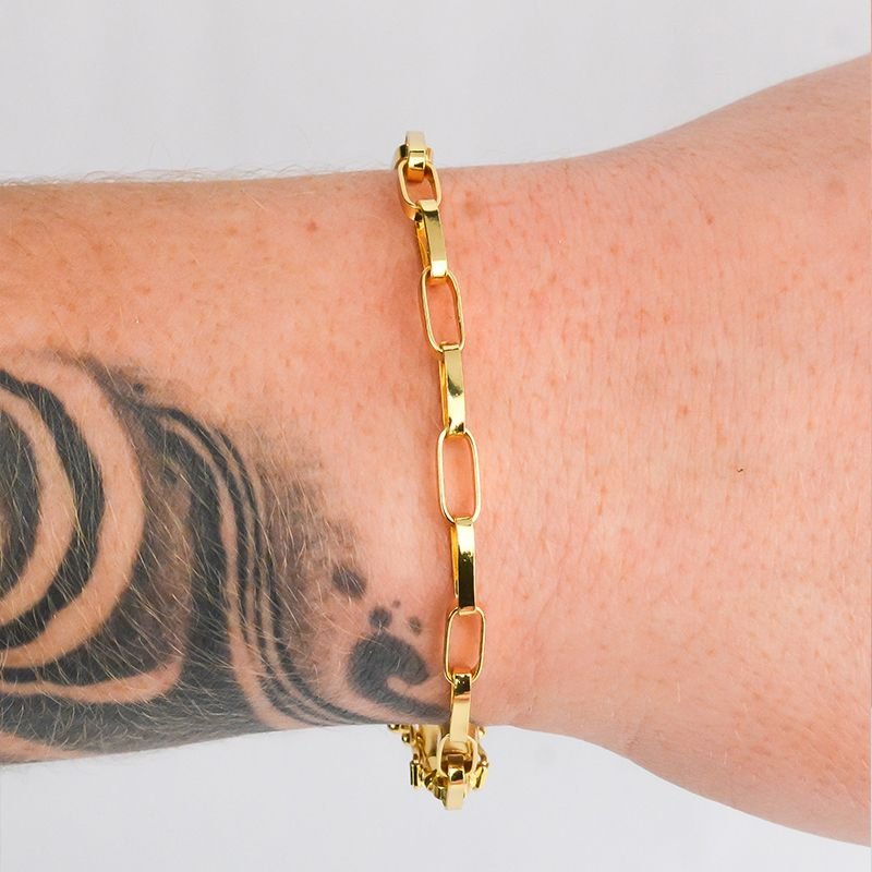 Pulseira Elo Alongado 5mm Fecho Trava Dupla