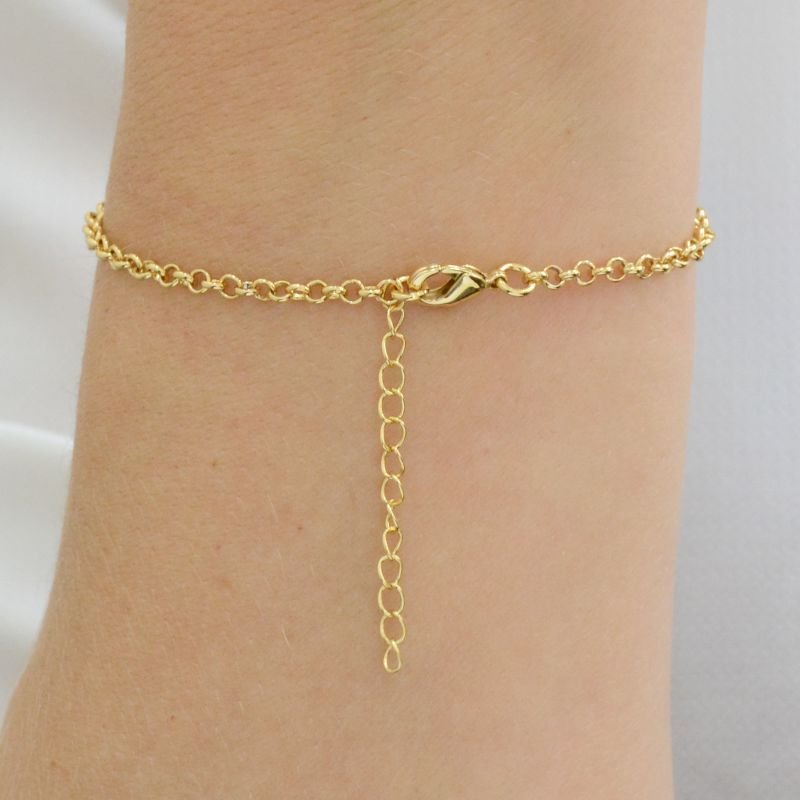 Pulseira Elo Português com Coração Cravejado com Zircônias