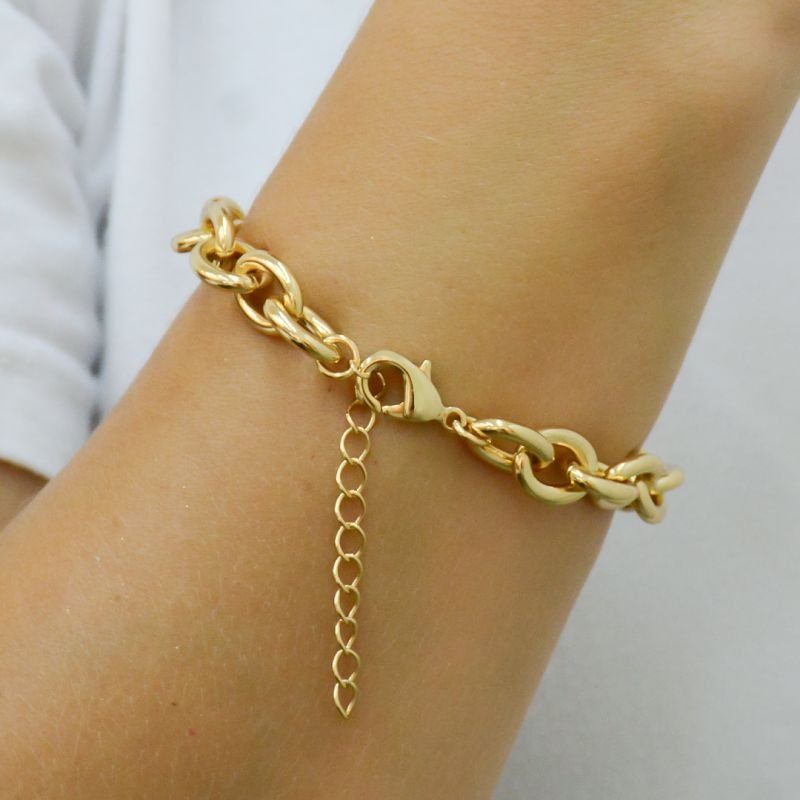 Pulseira Elos 10mm com Pingente Coração