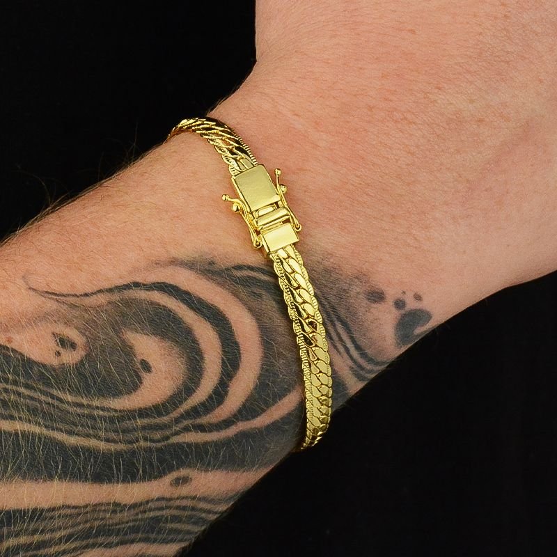 Pulseira Grumet Detalhada 6mm Fecho Gaveta Trava Dupla