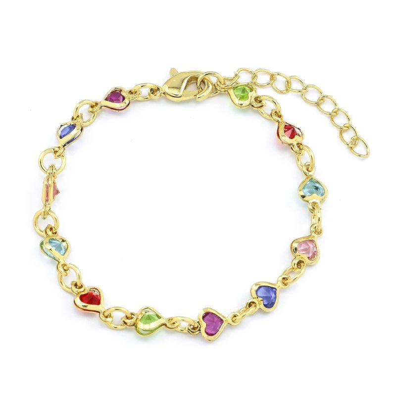 Pulseira Infantil Corações com Zircônias Coloridas