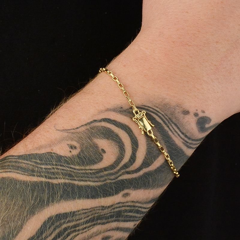 Pulseira Tijolinho 2mm com fecho Gaveta Dupla