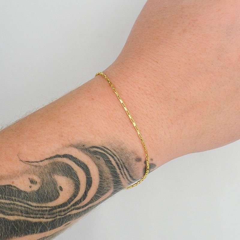 Pulseira Veneziana Tijolinho 1,5mm com Fecho Canhão