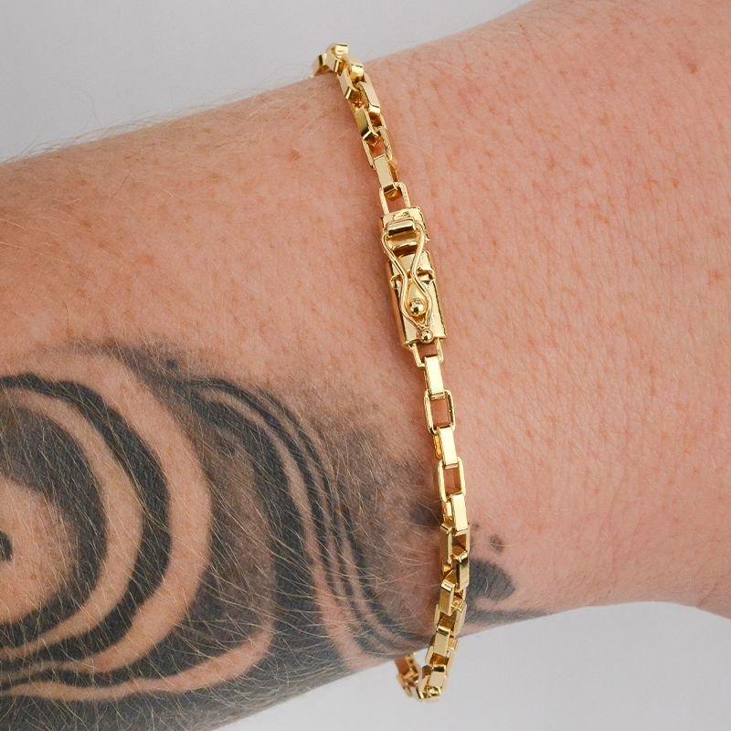 Pulseira Veneziana Tijolinho 3mm com Fecho Gaveta